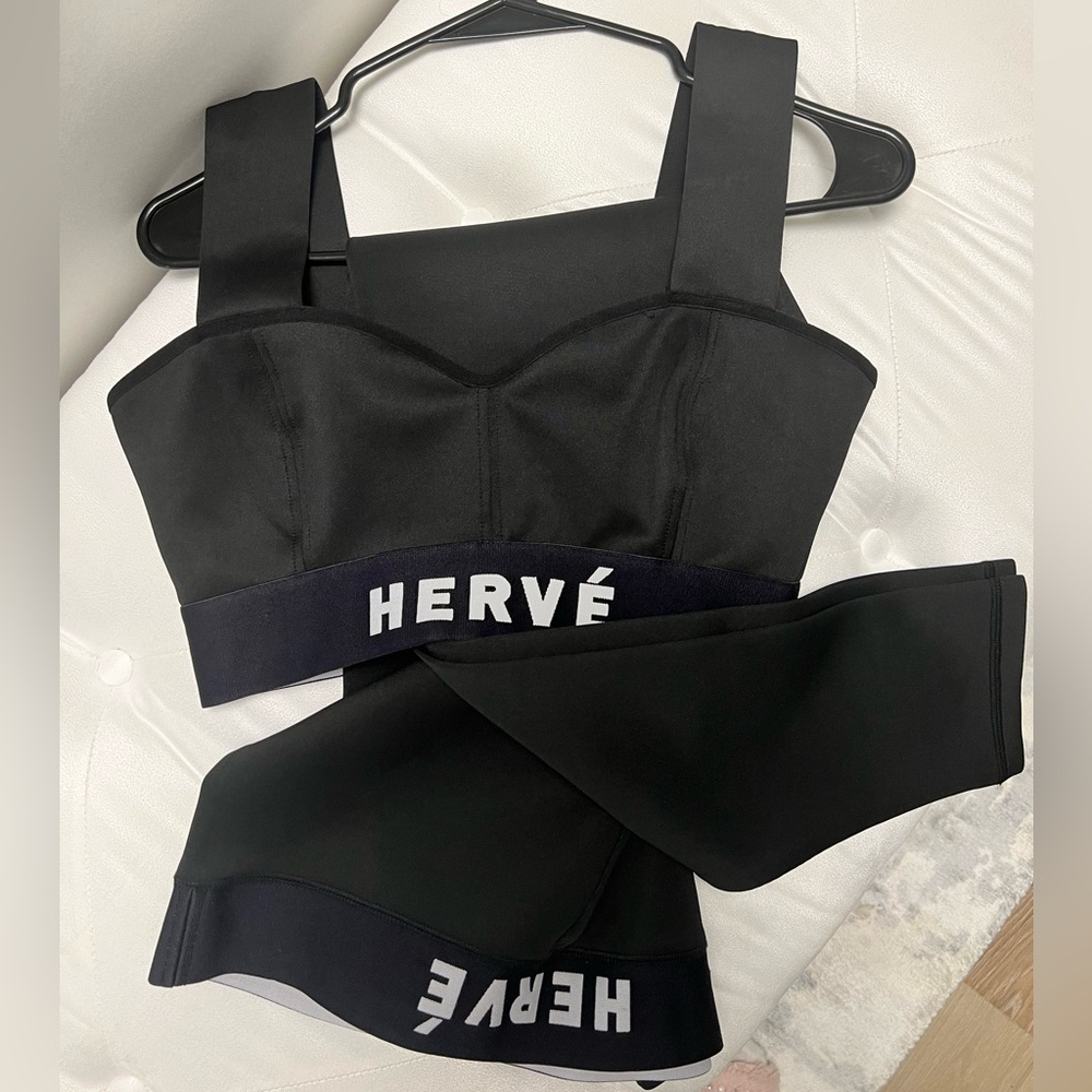 ✨Herve Leger Sport Black Women Sports Bra & Legging Set Small